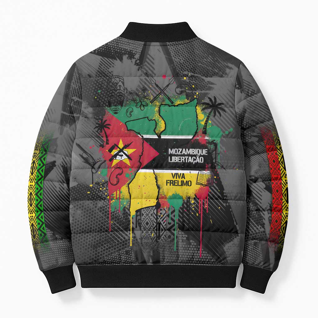 Samora Machel Bomber Puffer Jacket Mozambique Liberation Graffiti Style Viva FRELIMO African Revolutionary - Wonder Print Shop