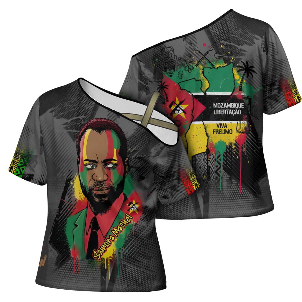 Samora Machel Cross Shoulder Shirt Mozambique Liberation Graffiti Style Viva FRELIMO African Revolutionary - Wonder Print Shop