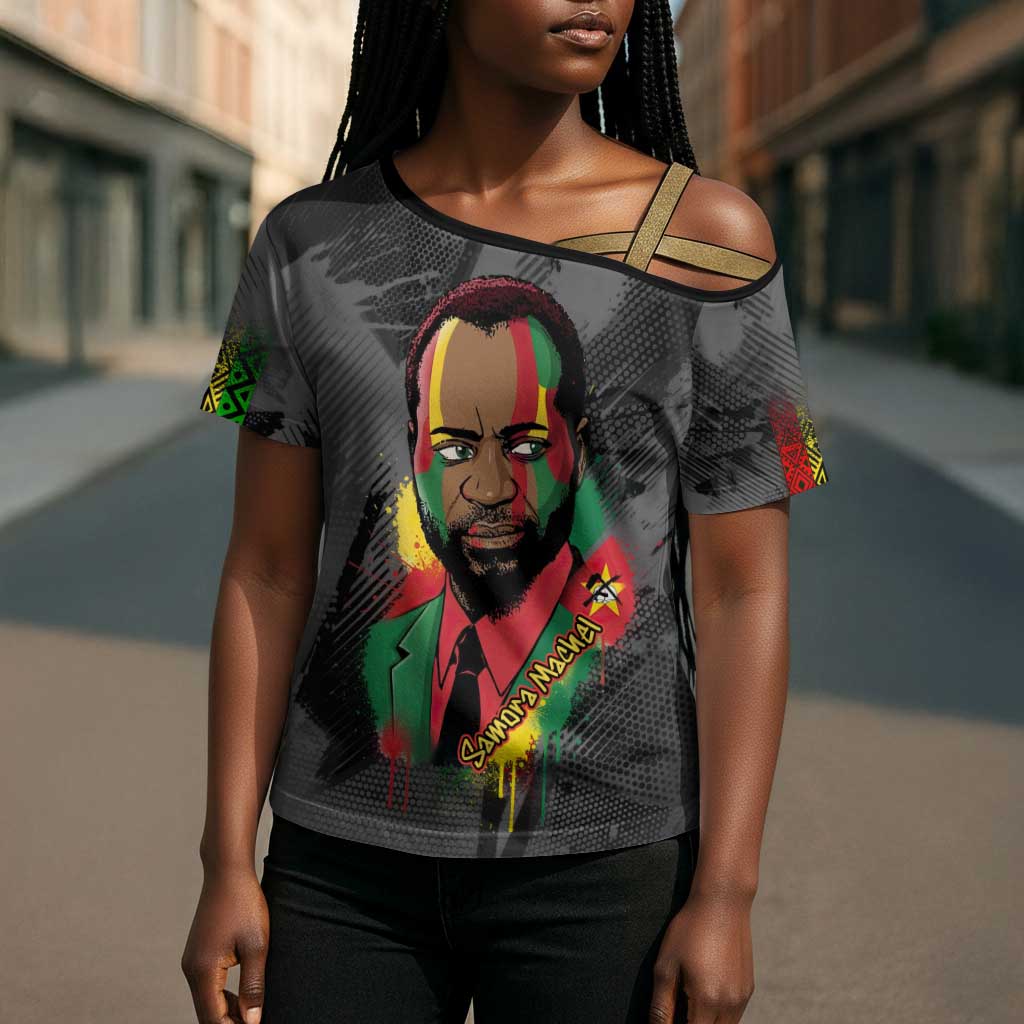 Samora Machel Cross Shoulder Shirt Mozambique Liberation Graffiti Style Viva FRELIMO African Revolutionary - Wonder Print Shop