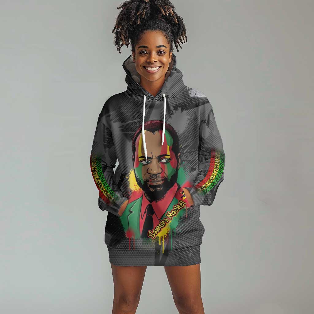 Samora Machel Hoodie Dress Mozambique Liberation Graffiti Style Viva FRELIMO African Revolutionary - Wonder Print Shop