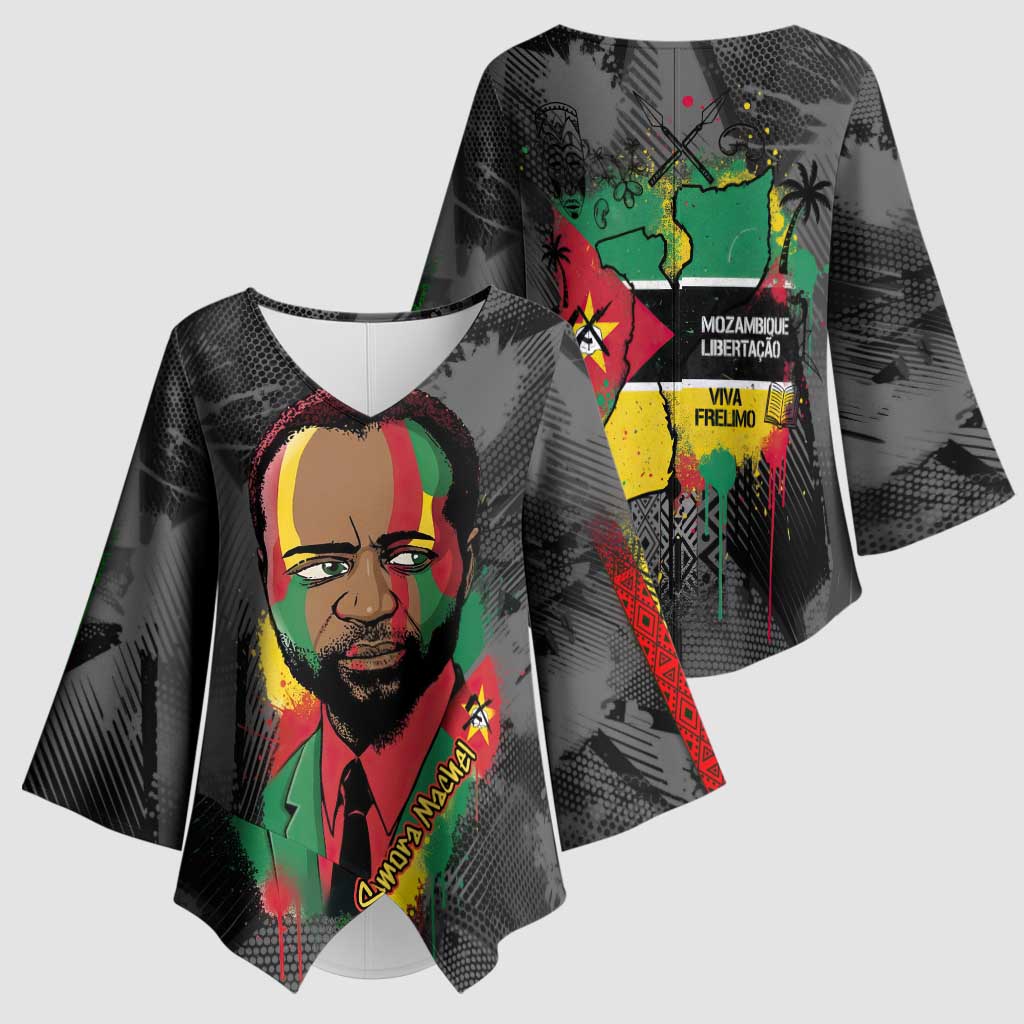 Samora Machel Kimono Sleeve Blouse Mozambique Liberation Graffiti Style Viva FRELIMO African Revolutionary - Wonder Print Shop