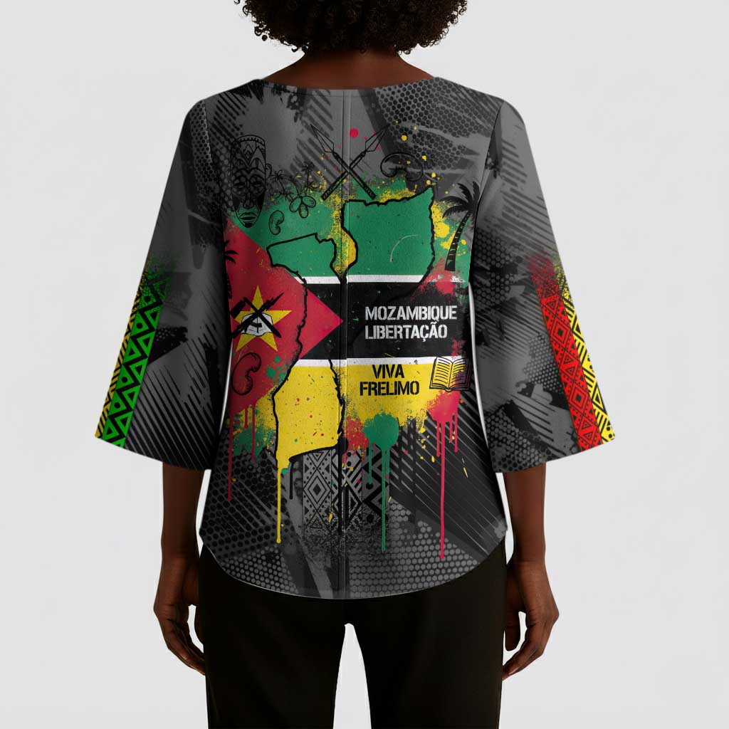 Samora Machel Kimono Sleeve Blouse Mozambique Liberation Graffiti Style Viva FRELIMO African Revolutionary - Wonder Print Shop