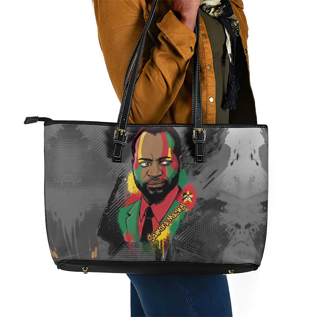 Samora Machel Leather Tote Bag Mozambique Liberation Graffiti Style Viva FRELIMO African Revolutionary - Wonder Print Shop