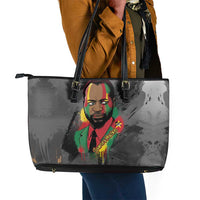 Samora Machel Leather Tote Bag Mozambique Liberation Graffiti Style Viva FRELIMO African Revolutionary - Wonder Print Shop