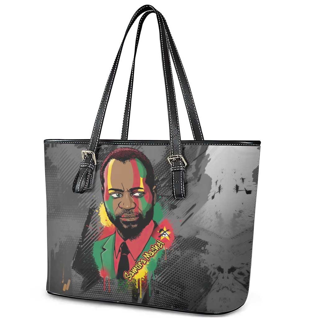 Samora Machel Leather Tote Bag Mozambique Liberation Graffiti Style Viva FRELIMO African Revolutionary - Wonder Print Shop