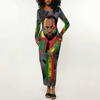 Samora Machel Long Sleeve Bodycon Dress Mozambique Liberation Graffiti Style Viva FRELIMO African Revolutionary - Wonder Print Shop