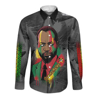 Samora Machel Long Sleeve Button Shirt Mozambique Liberation Graffiti Style Viva FRELIMO African Revolutionary - Wonder Print Shop