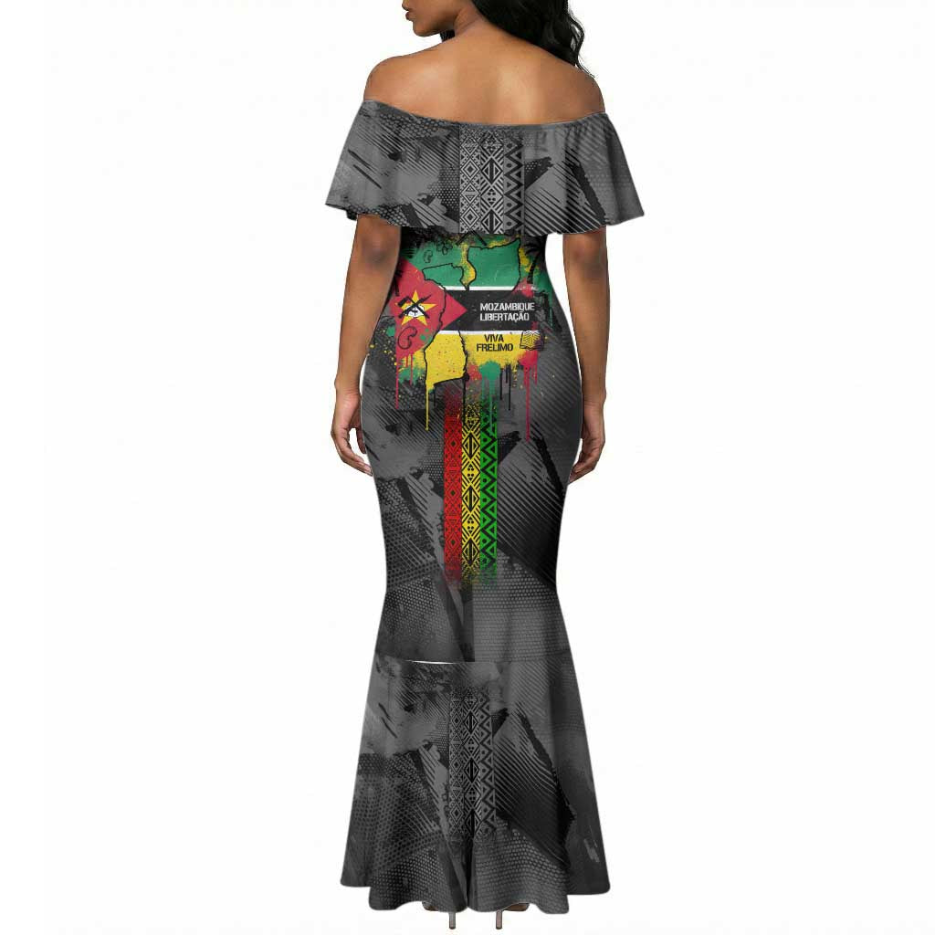 Samora Machel Mermaid Dress Mozambique Liberation Graffiti Style Viva FRELIMO African Revolutionary - Wonder Print Shop