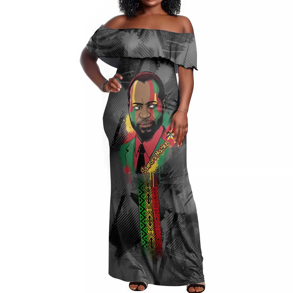 Samora Machel Off Shoulder Maxi Dress Mozambique Liberation Graffiti Style Viva FRELIMO African Revolutionary - Wonder Print Shop