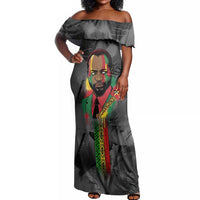 Samora Machel Off Shoulder Maxi Dress Mozambique Liberation Graffiti Style Viva FRELIMO African Revolutionary - Wonder Print Shop
