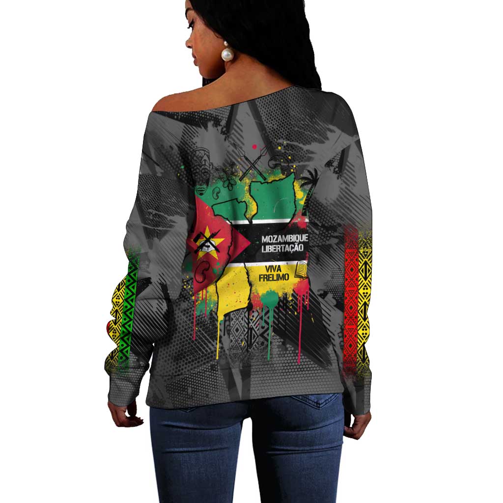 Samora Machel Off Shoulder Sweater Mozambique Liberation Graffiti Style Viva FRELIMO African Revolutionary - Wonder Print Shop