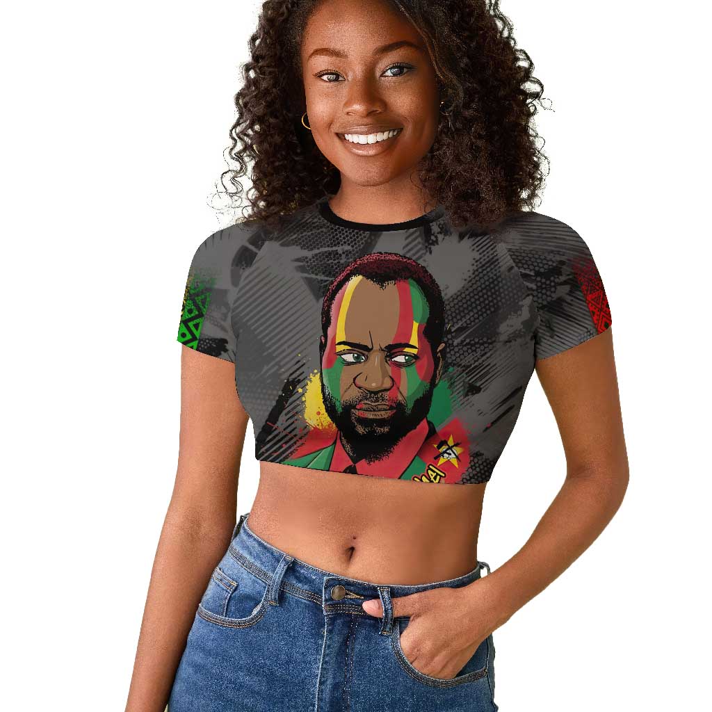 Samora Machel Raglan Cropped T shirt Mozambique Liberation Graffiti Style Viva FRELIMO African Revolutionary - Wonder Print Shop
