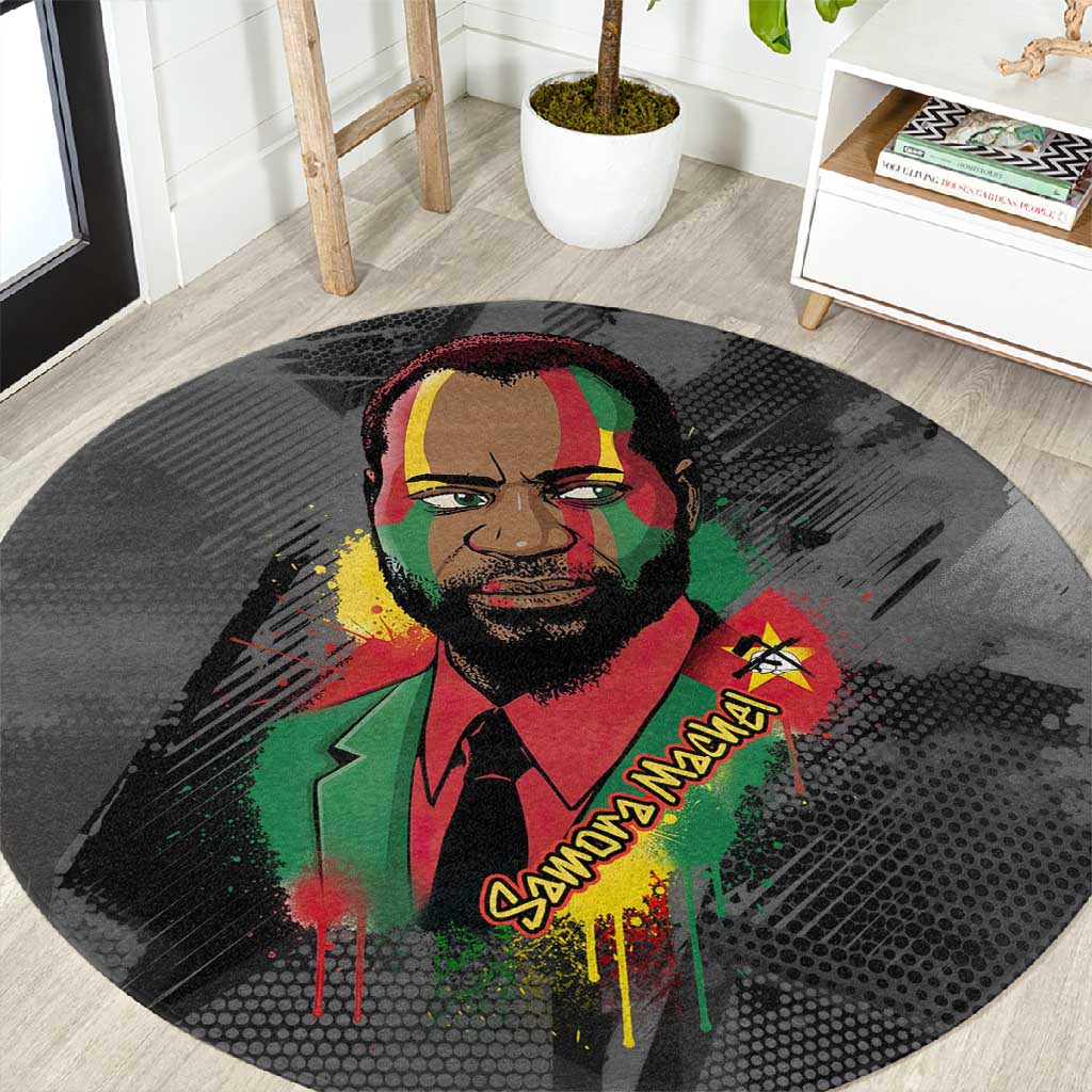 Samora Machel Round Carpet Mozambique Liberation Graffiti Style Viva FRELIMO African Revolutionary - Wonder Print Shop