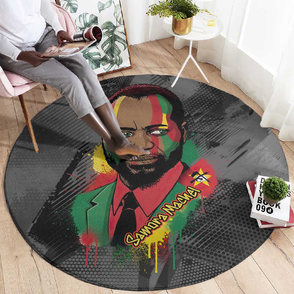Samora Machel Round Carpet Mozambique Liberation Graffiti Style Viva FRELIMO African Revolutionary - Wonder Print Shop
