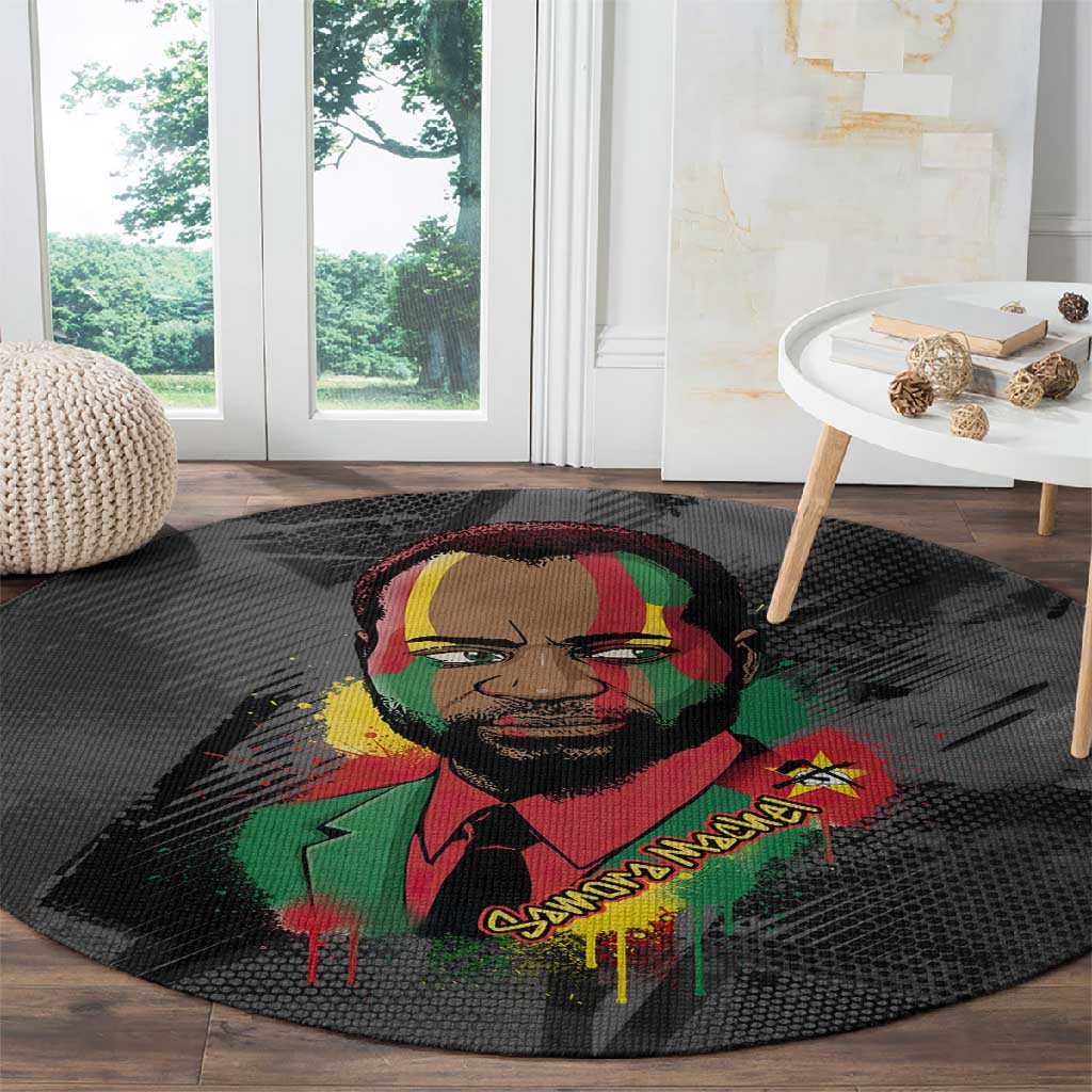 Samora Machel Round Carpet Mozambique Liberation Graffiti Style Viva FRELIMO African Revolutionary - Wonder Print Shop