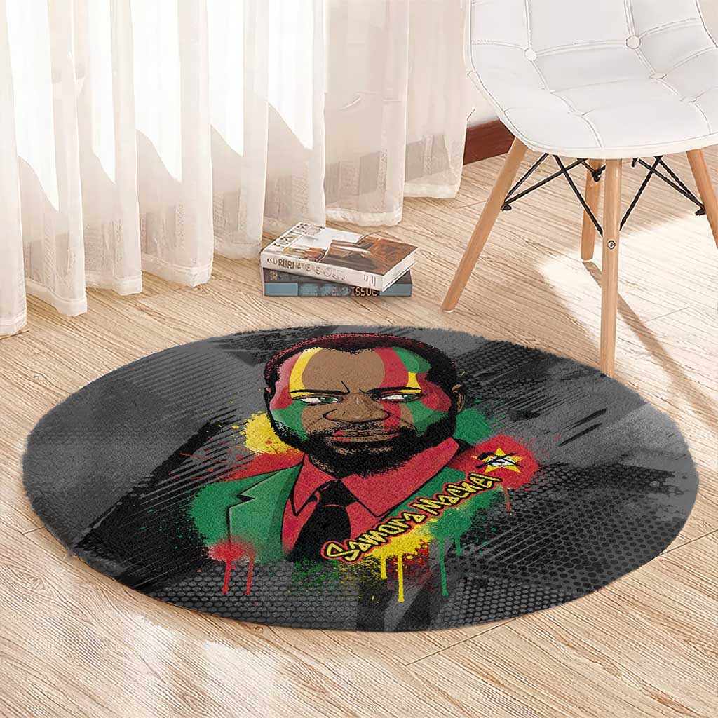 Samora Machel Round Carpet Mozambique Liberation Graffiti Style Viva FRELIMO African Revolutionary - Wonder Print Shop