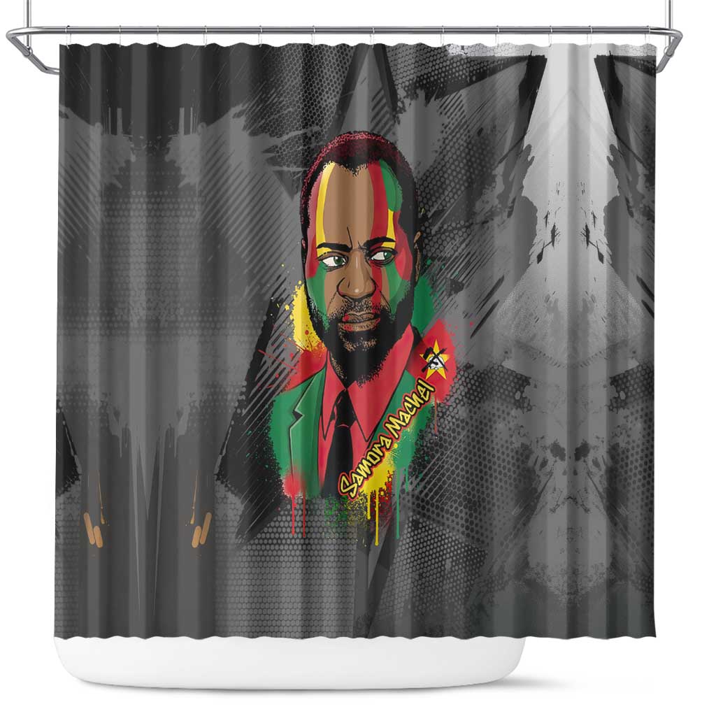 Samora Machel Shower Curtain Mozambique Liberation Graffiti Style Viva FRELIMO African Revolutionary - Wonder Print Shop