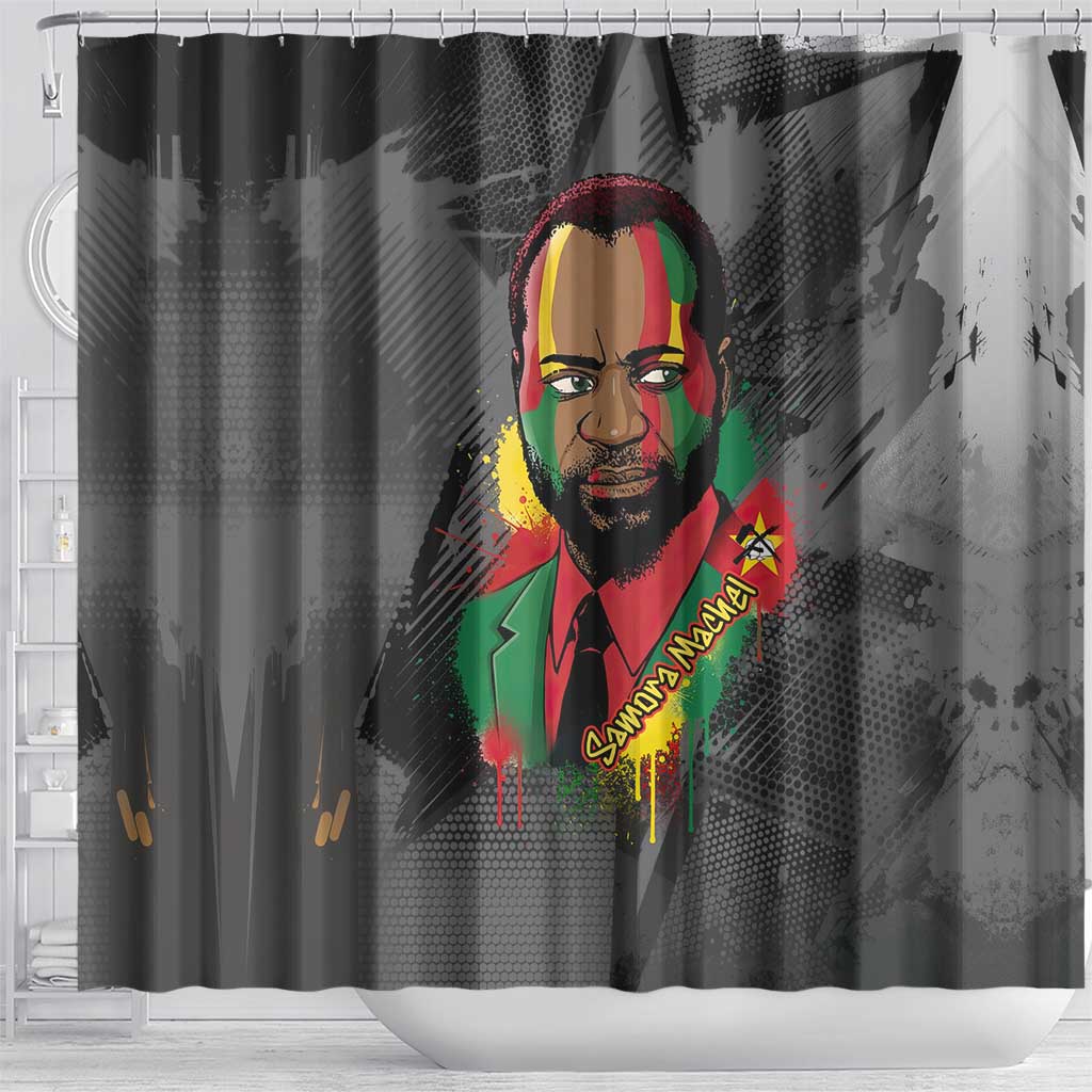 Samora Machel Shower Curtain Mozambique Liberation Graffiti Style Viva FRELIMO African Revolutionary - Wonder Print Shop