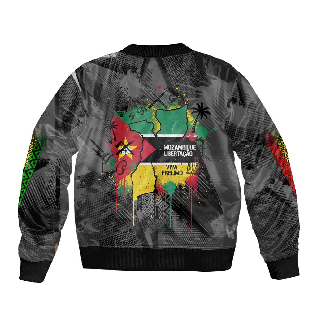 Samora Machel Sleeve Zip Bomber Jacket Mozambique Liberation Graffiti Style Viva FRELIMO African Revolutionary - Wonder Print Shop