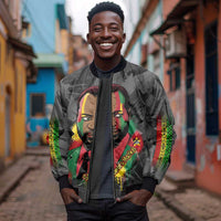 Samora Machel Sleeve Zip Bomber Jacket Mozambique Liberation Graffiti Style Viva FRELIMO African Revolutionary - Wonder Print Shop