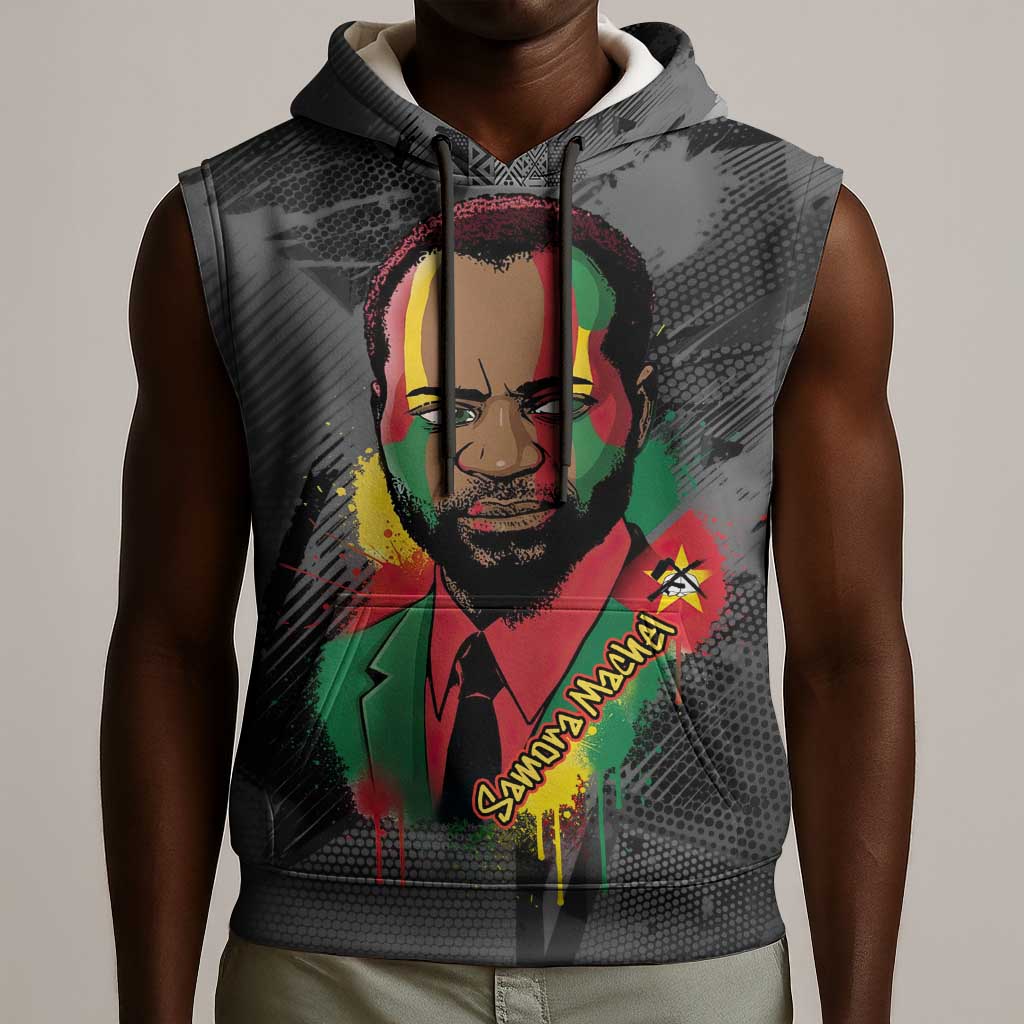 Samora Machel Sleeveless Hoodie Mozambique Liberation Graffiti Style Viva FRELIMO African Revolutionary - Wonder Print Shop