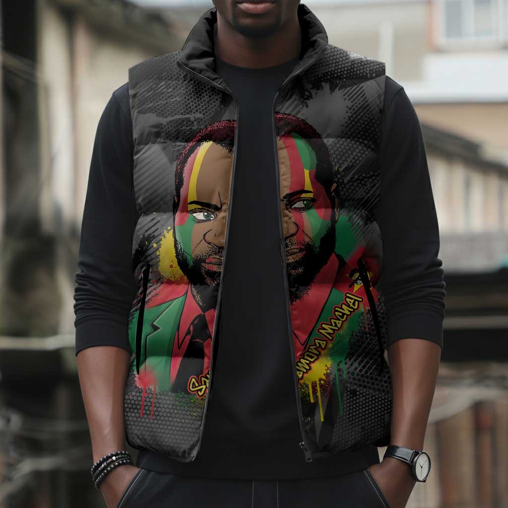 Samora Machel Sleeveless Puffer Jacket Mozambique Liberation Graffiti Style Viva FRELIMO African Revolutionary - Wonder Print Shop
