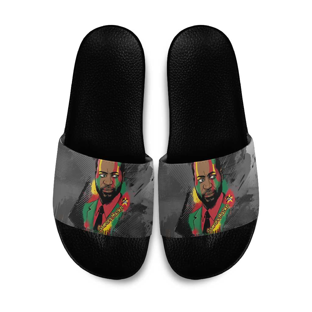 Samora Machel Slide Sandals Mozambique Liberation Graffiti Style Viva FRELIMO African Revolutionary - Wonder Print Shop