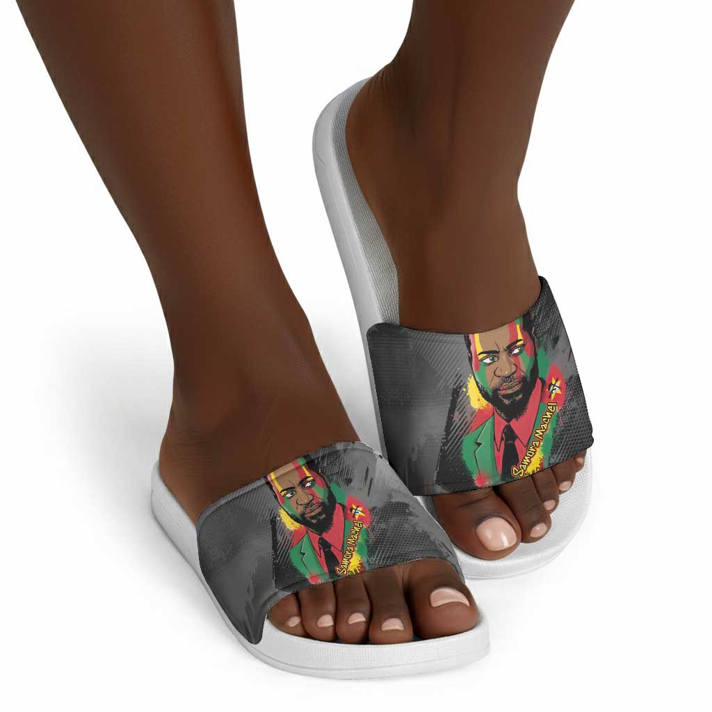Samora Machel Slide Sandals Mozambique Liberation Graffiti Style Viva FRELIMO African Revolutionary - Wonder Print Shop