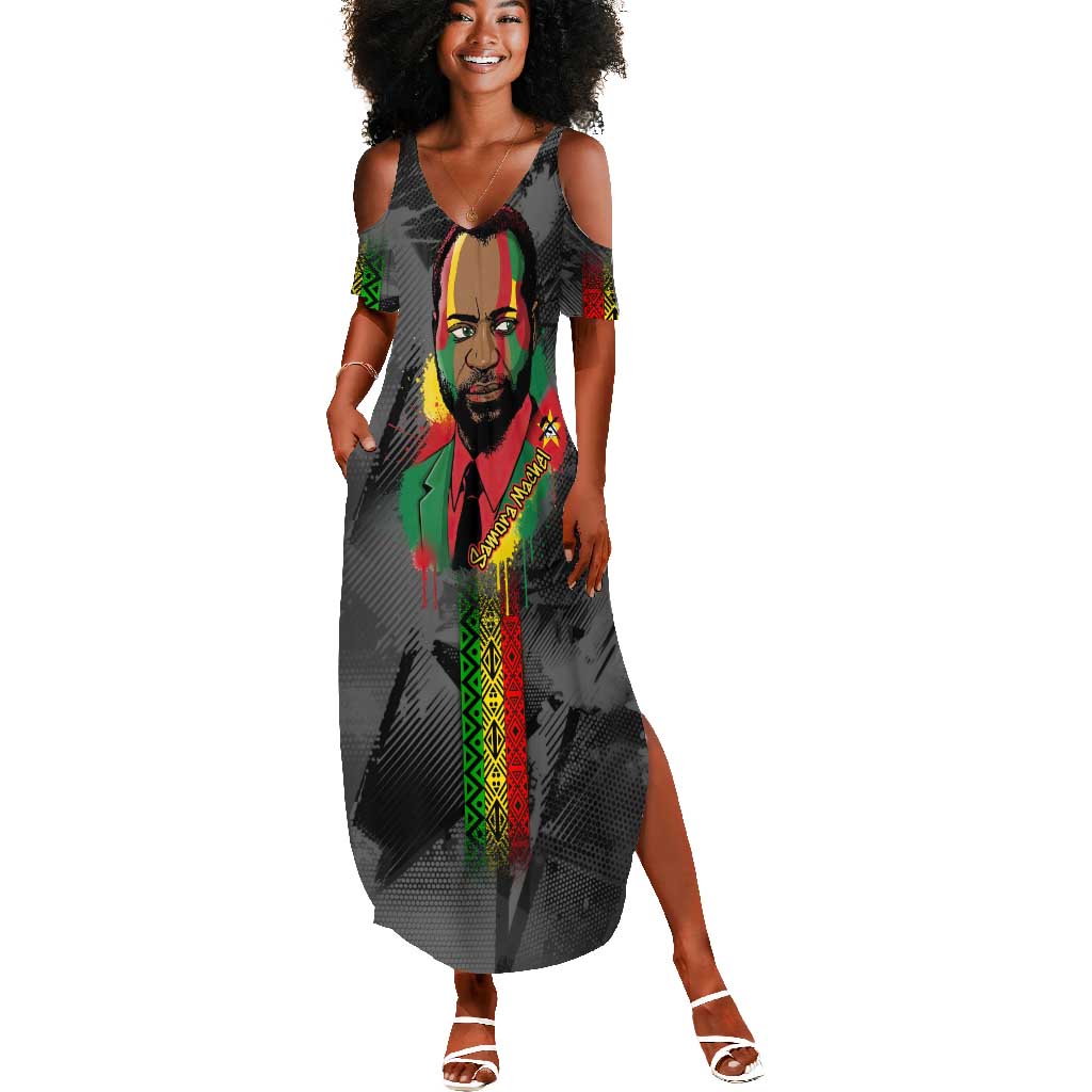 Samora Machel Summer Maxi Dress Mozambique Liberation Graffiti Style Viva FRELIMO African Revolutionary - Wonder Print Shop