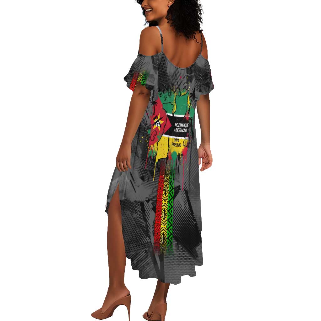 Samora Machel Summer Maxi Dress Mozambique Liberation Graffiti Style Viva FRELIMO African Revolutionary - Wonder Print Shop