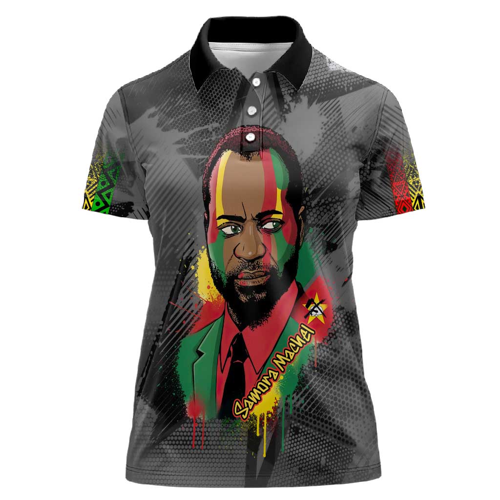 Samora Machel Women Polo Shirt Mozambique Liberation Graffiti Style Viva FRELIMO African Revolutionary - Wonder Print Shop