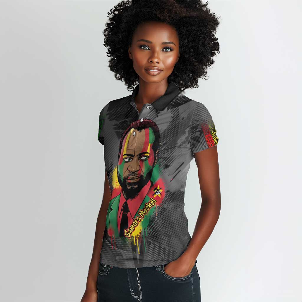 Samora Machel Women Polo Shirt Mozambique Liberation Graffiti Style Viva FRELIMO African Revolutionary - Wonder Print Shop