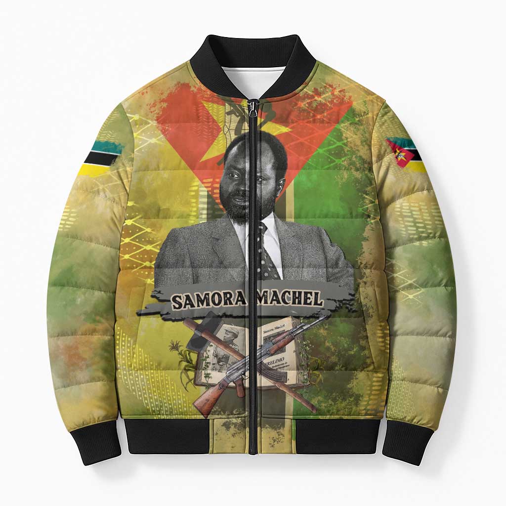 Samora Machel Bomber Puffer Jacket Mozambique Flag Unity and Victory Quote Liberation Struggle - African Freedom Tribute - Wonder Print Shop