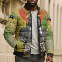 Samora Machel Bomber Puffer Jacket Mozambique Flag Unity and Victory Quote Liberation Struggle - African Freedom Tribute - Wonder Print Shop