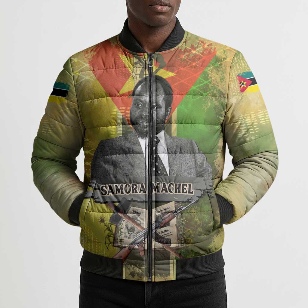 Samora Machel Bomber Puffer Jacket Mozambique Flag Unity and Victory Quote Liberation Struggle - African Freedom Tribute - Wonder Print Shop