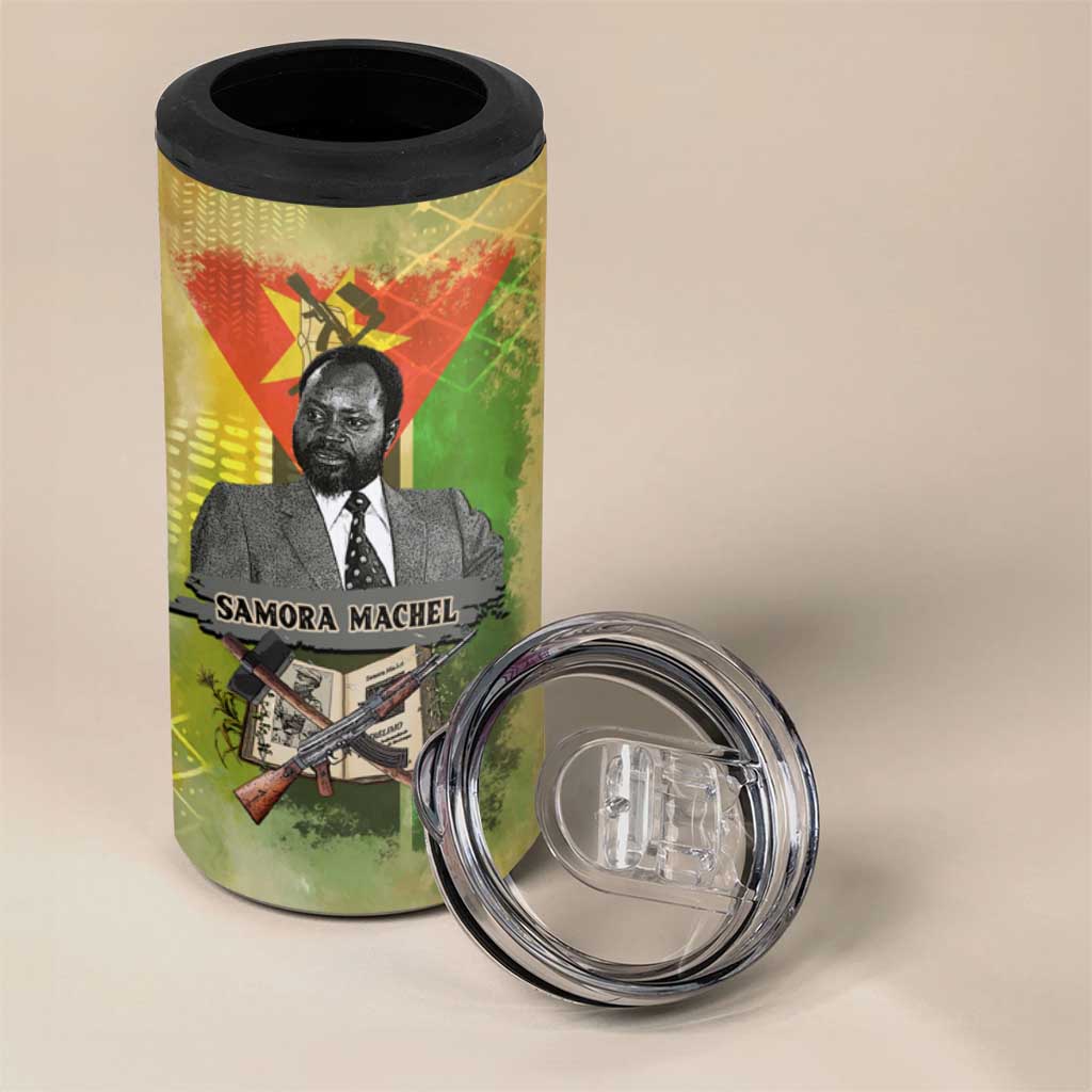 Samora Machel 4 in 1 Can Cooler Tumbler Mozambique Flag Unity and Victory Quote Liberation Struggle - African Freedom Tribute - Wonder Print Shop