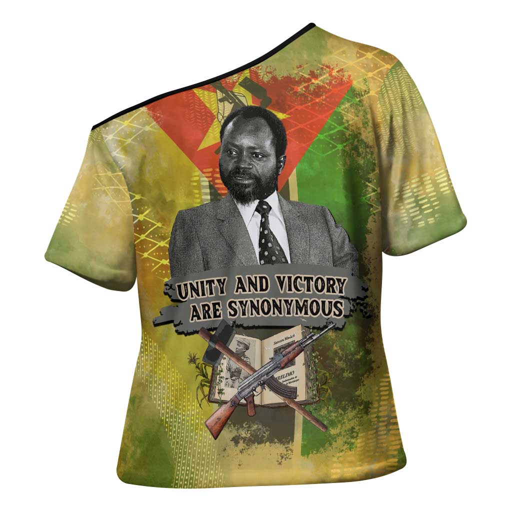 Samora Machel Cross Shoulder Shirt Mozambique Flag Unity and Victory Quote Liberation Struggle - African Freedom Tribute - Wonder Print Shop