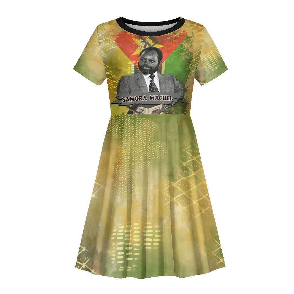 Samora Machel Kid Short Sleeve Dress Mozambique Flag Unity and Victory Quote Liberation Struggle - African Freedom Tribute - Wonder Print Shop