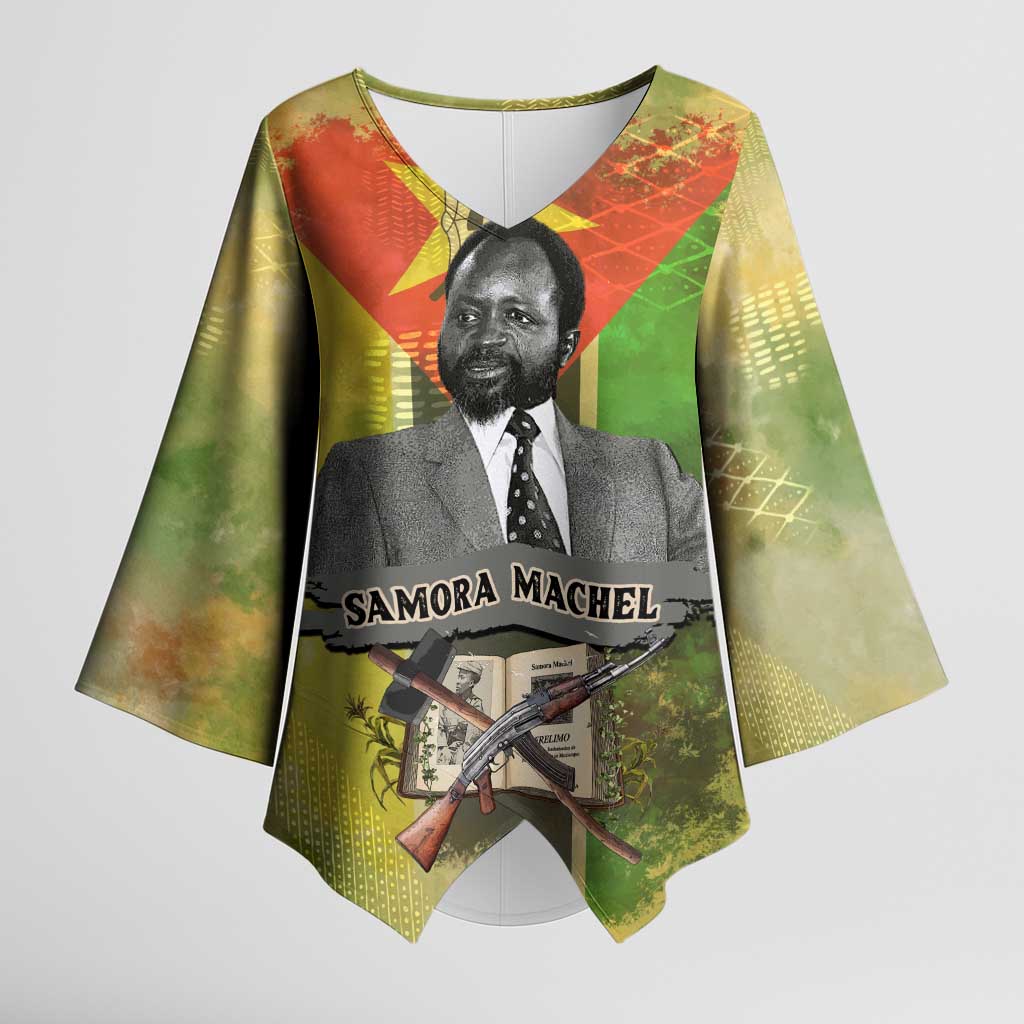 Samora Machel Kimono Sleeve Blouse Mozambique Flag Unity and Victory Quote Liberation Struggle - African Freedom Tribute - Wonder Print Shop