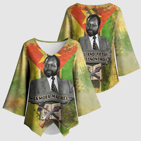 Samora Machel Kimono Sleeve Blouse Mozambique Flag Unity and Victory Quote Liberation Struggle - African Freedom Tribute - Wonder Print Shop