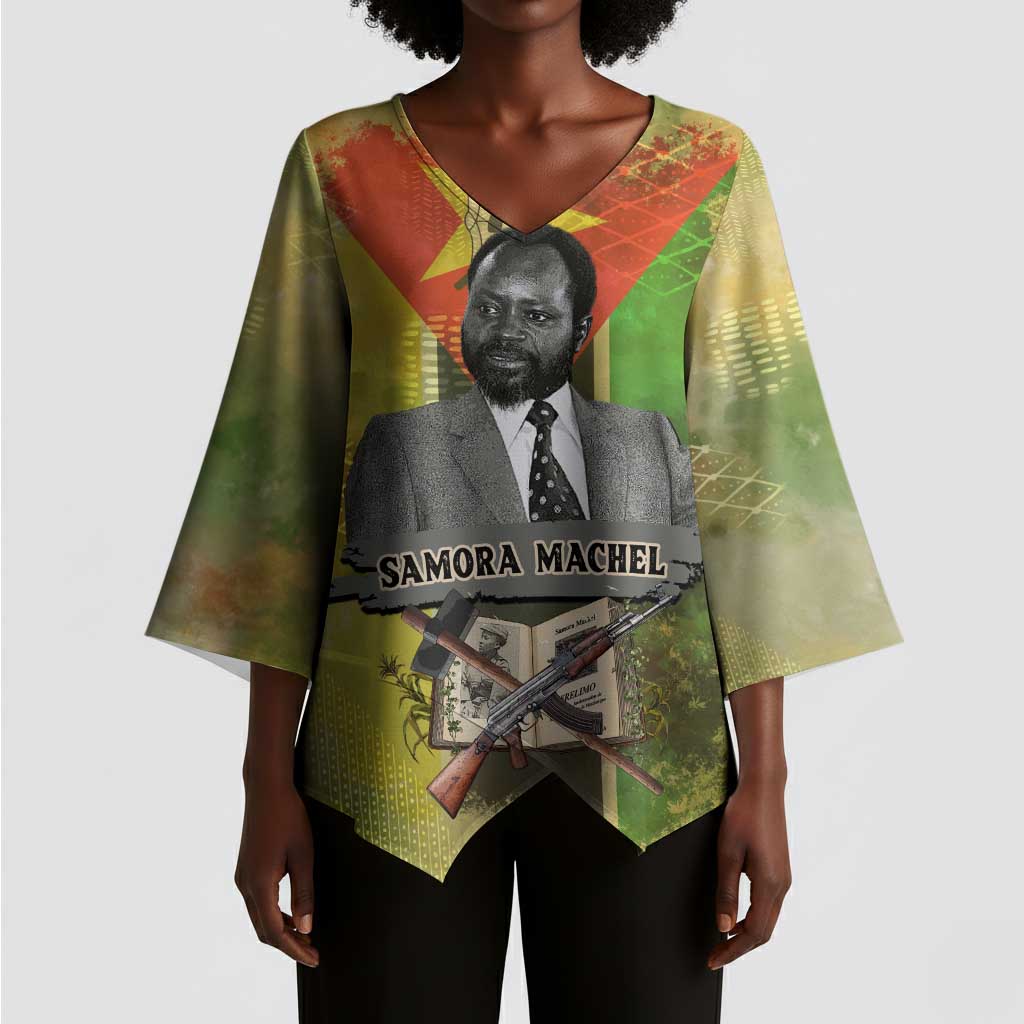 Samora Machel Kimono Sleeve Blouse Mozambique Flag Unity and Victory Quote Liberation Struggle - African Freedom Tribute - Wonder Print Shop