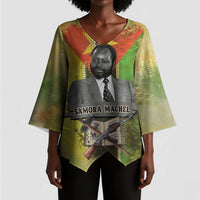 Samora Machel Kimono Sleeve Blouse Mozambique Flag Unity and Victory Quote Liberation Struggle - African Freedom Tribute - Wonder Print Shop