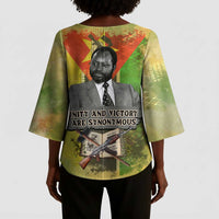 Samora Machel Kimono Sleeve Blouse Mozambique Flag Unity and Victory Quote Liberation Struggle - African Freedom Tribute - Wonder Print Shop