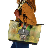 Samora Machel Leather Tote Bag Mozambique Flag Unity and Victory Quote Liberation Struggle - African Freedom Tribute - Wonder Print Shop