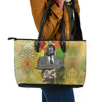 Samora Machel Leather Tote Bag Mozambique Flag Unity and Victory Quote Liberation Struggle - African Freedom Tribute - Wonder Print Shop