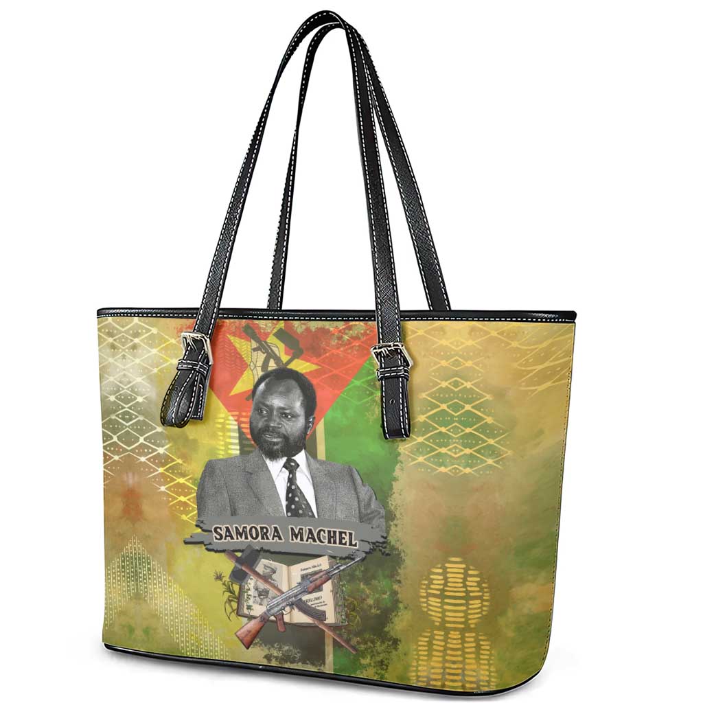 Samora Machel Leather Tote Bag Mozambique Flag Unity and Victory Quote Liberation Struggle - African Freedom Tribute - Wonder Print Shop