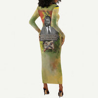 Samora Machel Long Sleeve Bodycon Dress Mozambique Flag Unity and Victory Quote Liberation Struggle - African Freedom Tribute - Wonder Print Shop