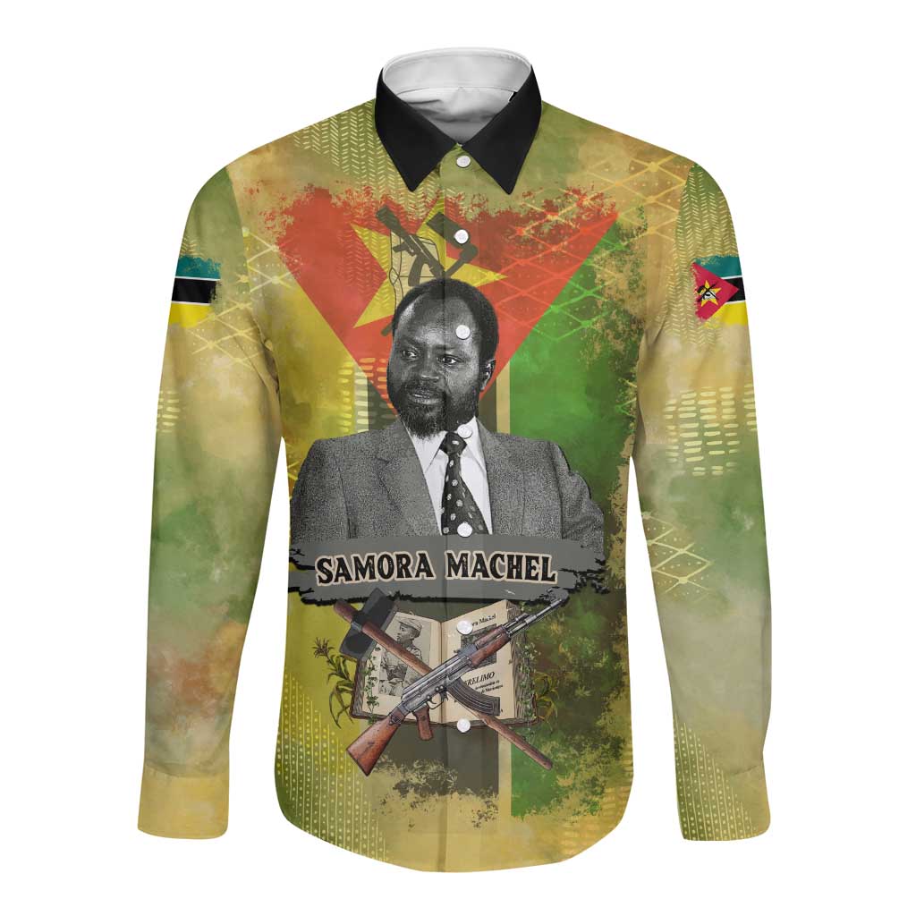 Samora Machel Long Sleeve Button Shirt Mozambique Flag Unity and Victory Quote Liberation Struggle - African Freedom Tribute - Wonder Print Shop