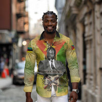 Samora Machel Long Sleeve Button Shirt Mozambique Flag Unity and Victory Quote Liberation Struggle - African Freedom Tribute - Wonder Print Shop