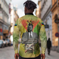 Samora Machel Long Sleeve Button Shirt Mozambique Flag Unity and Victory Quote Liberation Struggle - African Freedom Tribute - Wonder Print Shop